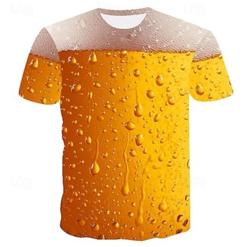 ETST36 Men's Color Block 3D Beer Shirt Short Sleeve T Shirt Round Neck Shirt Basic Going Out Weekend Oktoberfest Light Clothing XXL