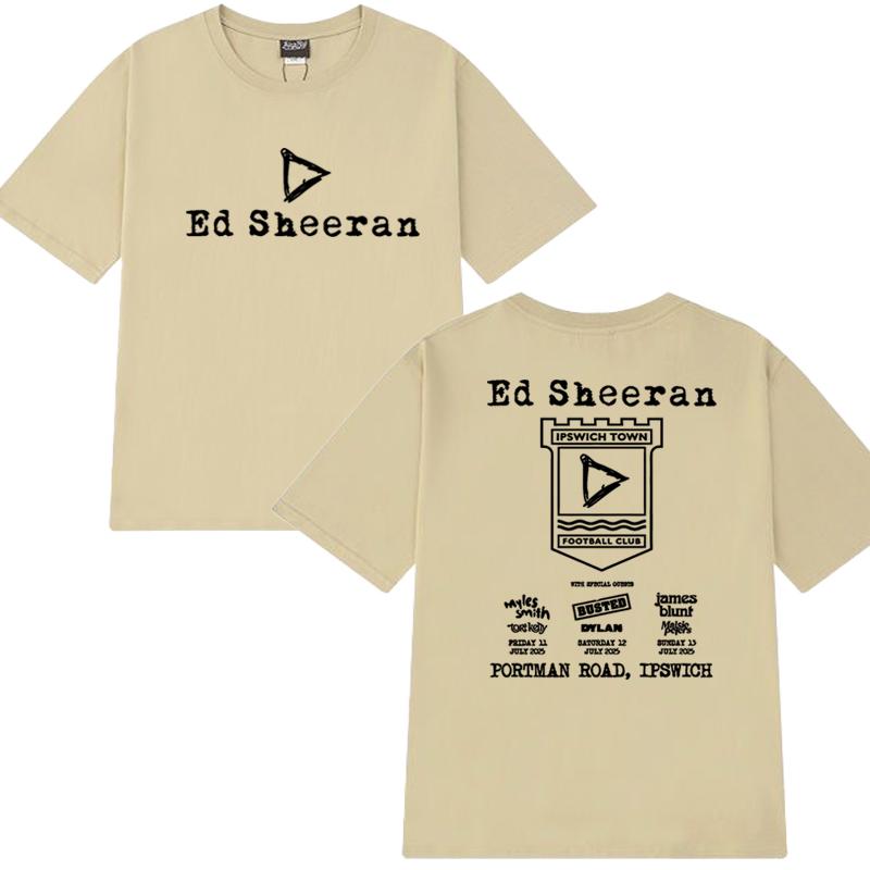 ZheXiong TEE Hot Sale Ed Sheeran Play Tour 2025 Double Sided printed T shirt Summer Men Women vintage Hip Hop streetwear Unisex Cotton Tops M