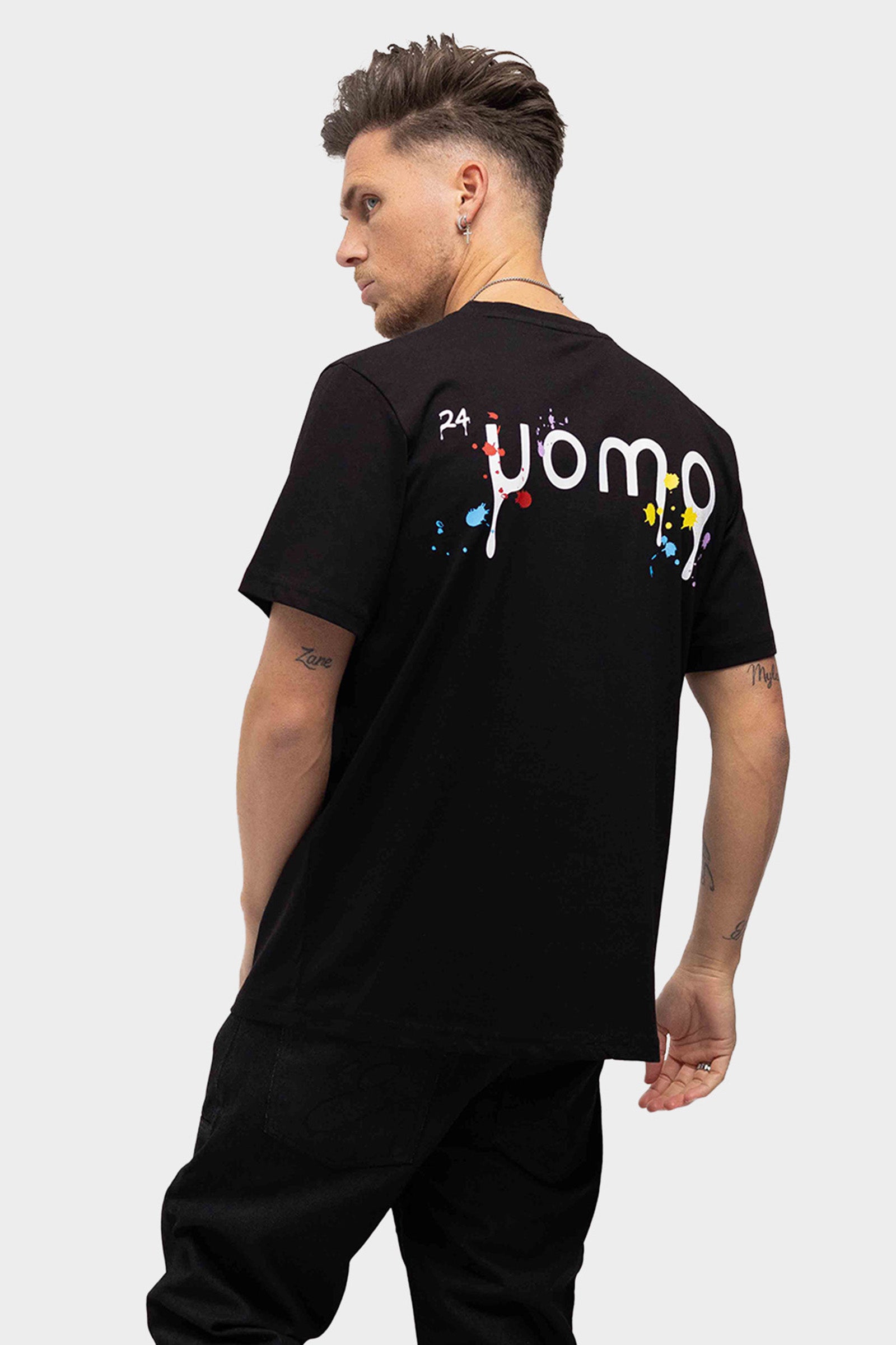 24 Uomo Paint T-shirt Zwart