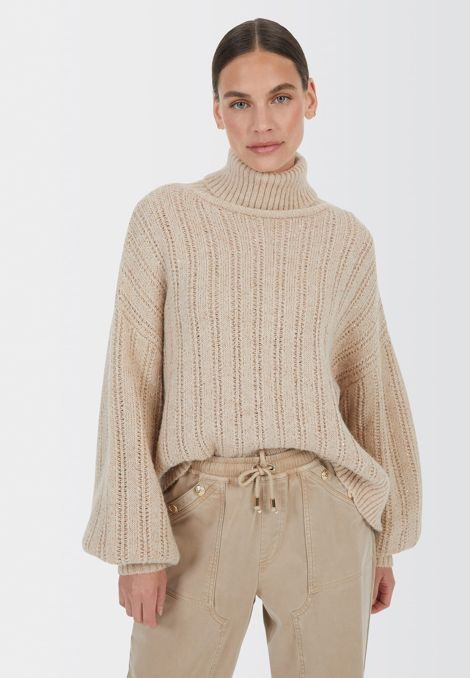 MARC AUREL Pullover mit Pailletten-Rippen