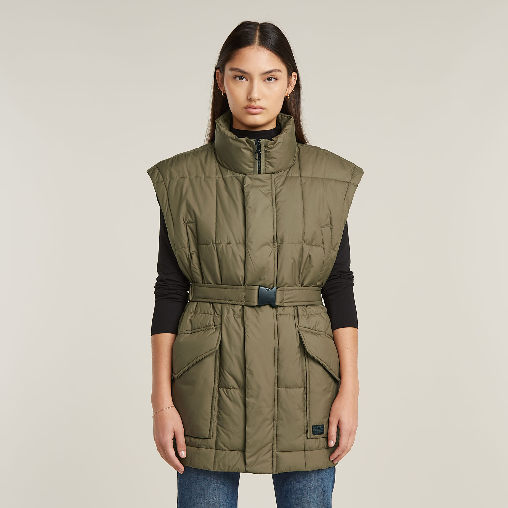 G-Star RAW Gewatteerde Bodywarmer Belted - Groen - Dames