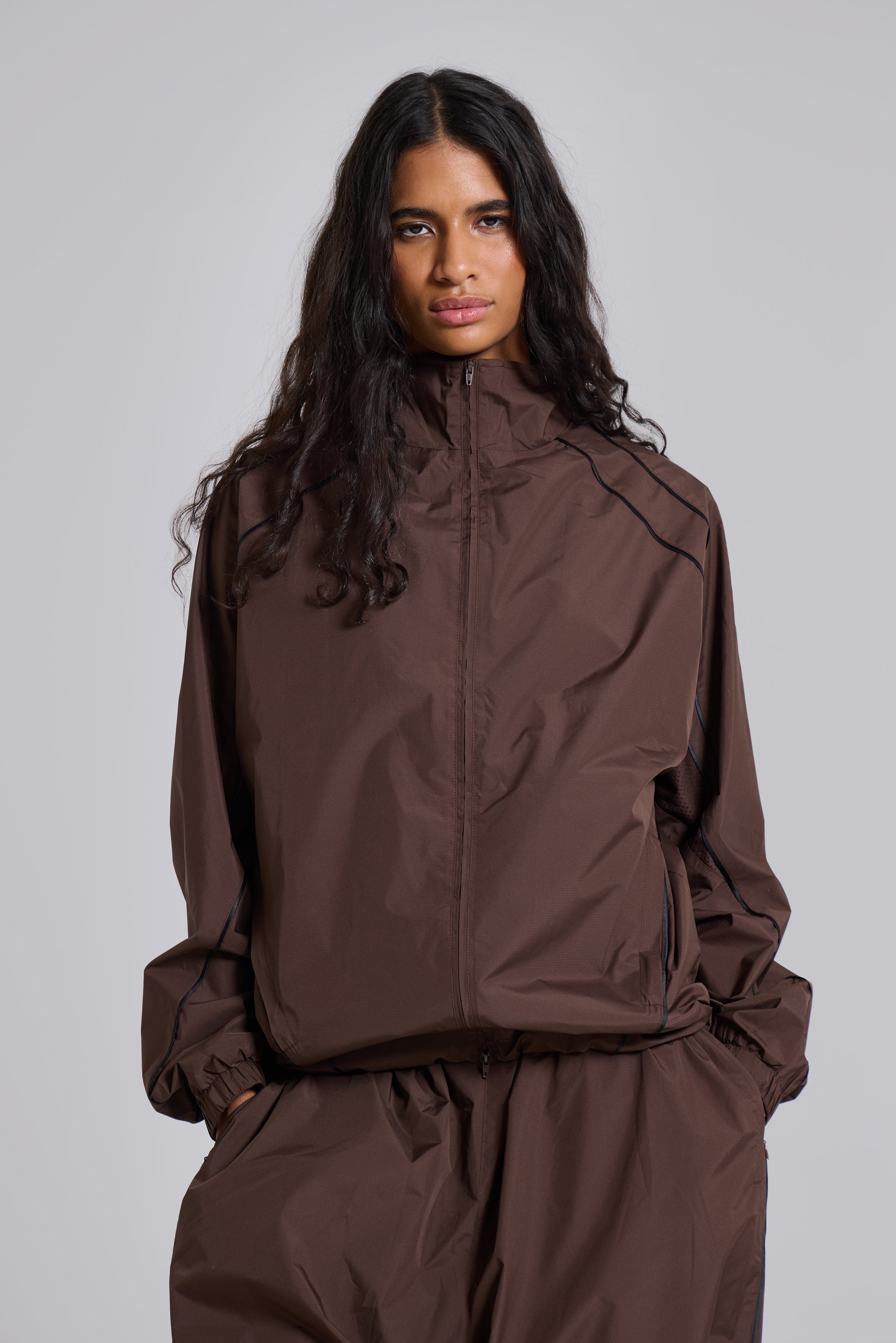 Jaded London Brown Vapor Tracksuit Top