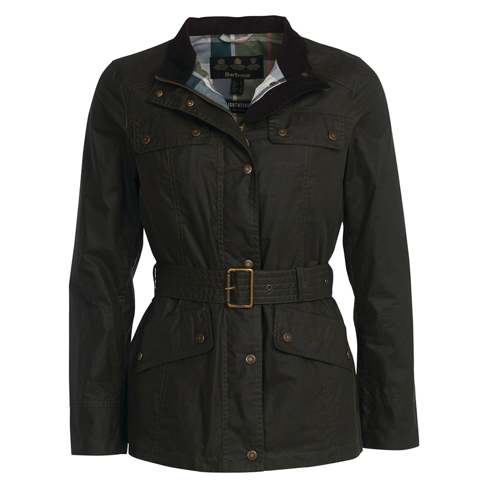 Barbour Dames waxjas Alena Olive/Pink tartan