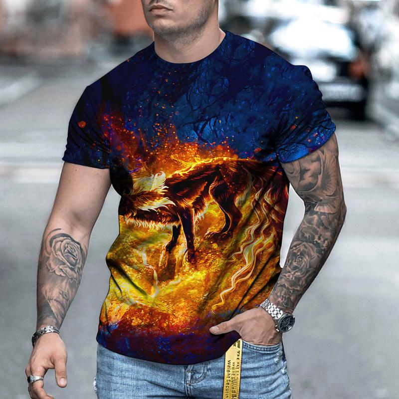 ETST WENDY 05 Paar Wolf Print T-shirt Mannen 3D T-shirt Drop Ship Top Korte Mouw Camiseta Ronde Hals T-shirt Fashion Casual merk M