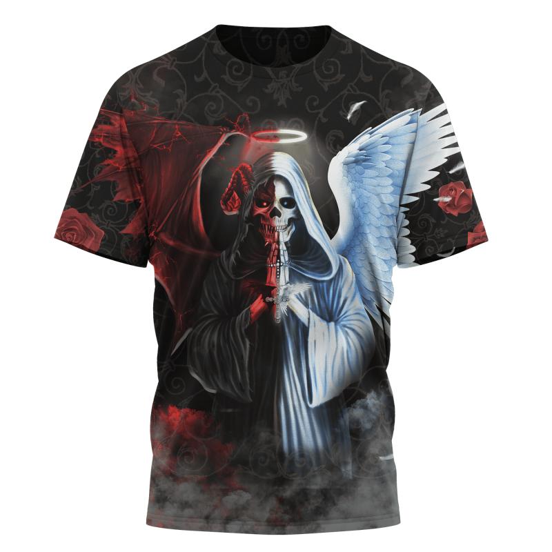 ETST WENDY 005 Schedel Meisje En Rose 3D Overal Gedrukt Heren T-shirt Zomer Stijl Casual Korte Mouw T-shirts Unisex Street cool T-shirt M