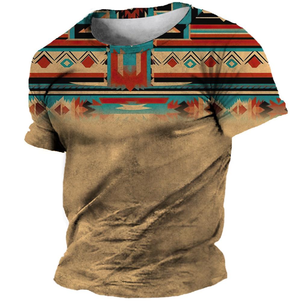 ETST 03 Afrikaanse kleding voor mannen Dashiki T-shirt traditionele kleding korte mouw casual retro streetwear vintage etnische stijl XL