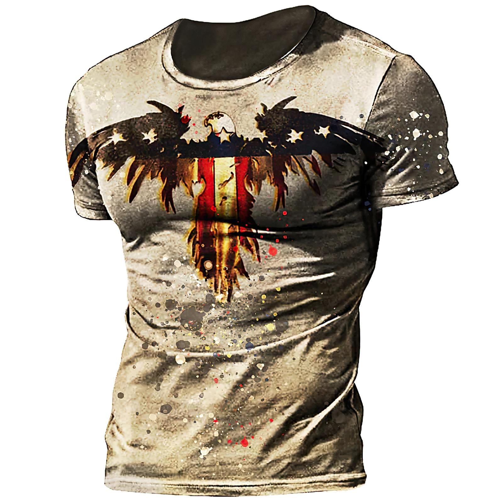 ETST 03 Casual overhemd met adelaarsprint | Heren Overhemd Print Eagle | Heren T-shirt Eagle - Vintage print 2XL