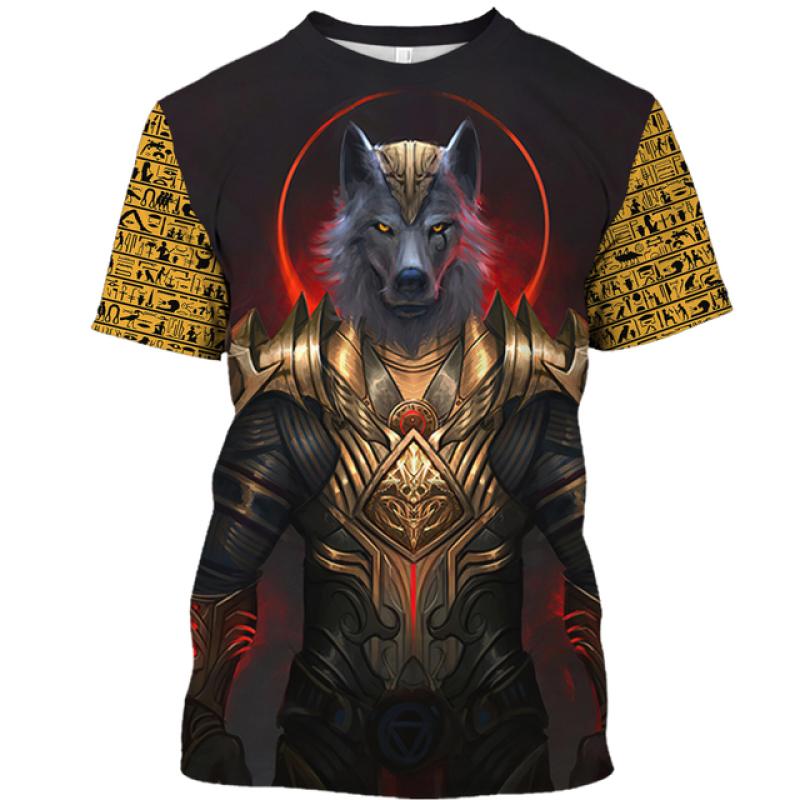 ETST 03 Zomer Retro Stijl T-shirt Voor Heren Mode Egyptische Farao Print Korte Mouw T-shirts Snel Drogende Heren Ronde Hals Losse Tops XL