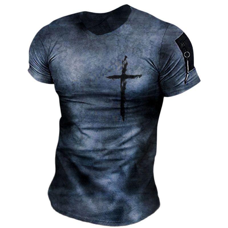 ETST 03 Jezus kruisshirt heren | Heren T-shirt Kruis Jezus | Jesus Cross T-shirt - Vintage Prin L