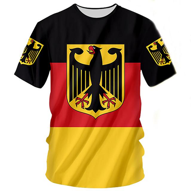 Baibao QIQI Duitse heren T-shirt Street Casual Top Duitse vlag Print Oversize Shirts Straat Hip Hop Harajuku Vintage Kleding O-hals Trui XL