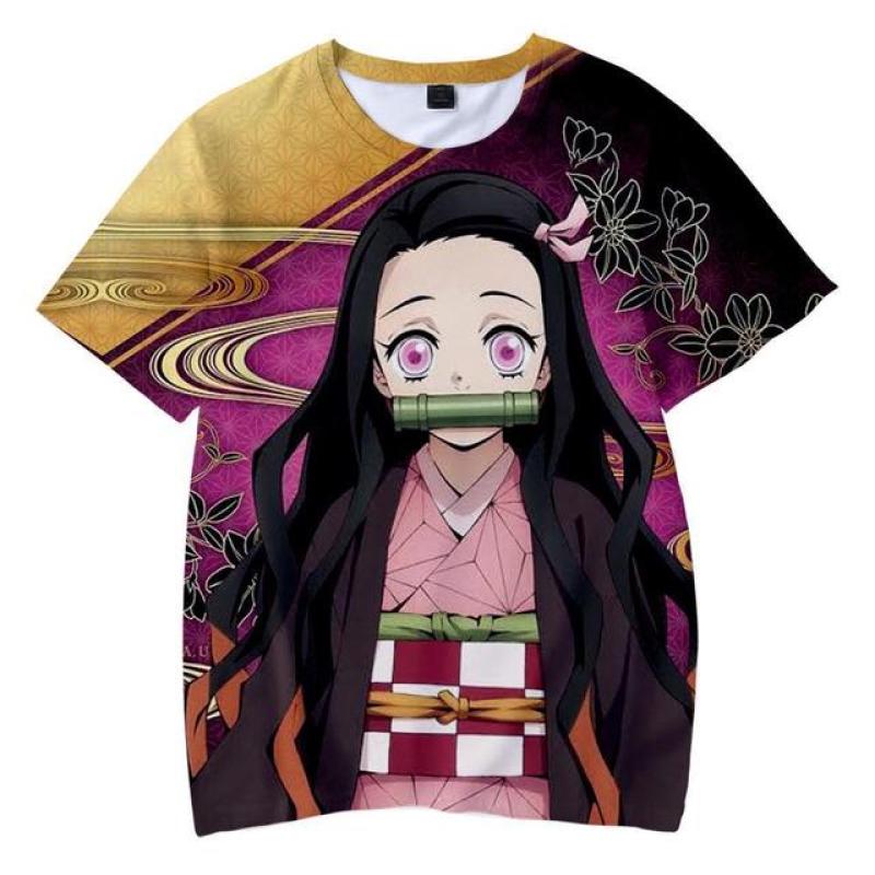 ETST 07 Trendy Anime T-shirt Mannen/Vrouwen Demon Slayer Kimetsu Geen Yaiba 3D Gedrukt T-shirt Casual Tees M