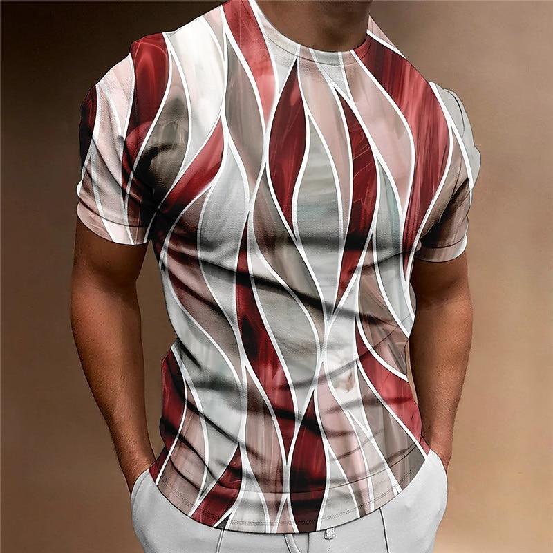 ETST 07 Heren T-shirt 3D Gestreepte Print Sweatshirt Tops Zomer O Hals Casual Korte Mouw Mannelijke Slim Fit Kleding Goedkope Kleding 2XL
