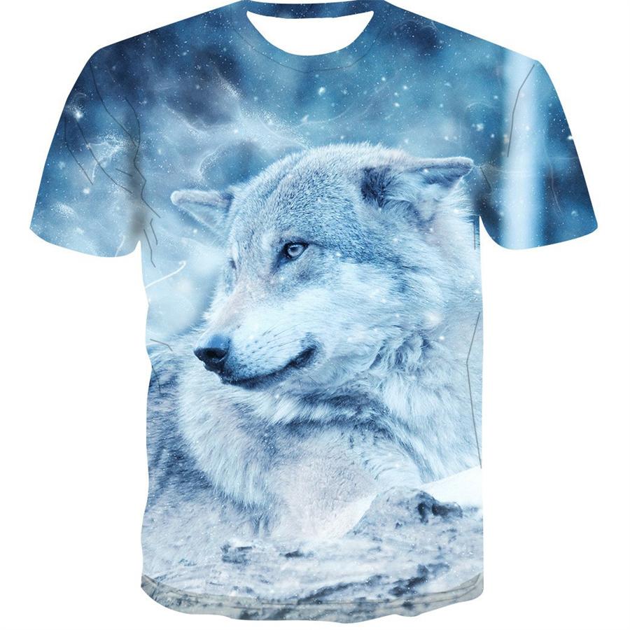 HerSight Zomer heren T-shirt 3D dierenprint losse ronde hals korte mouw tops heren M