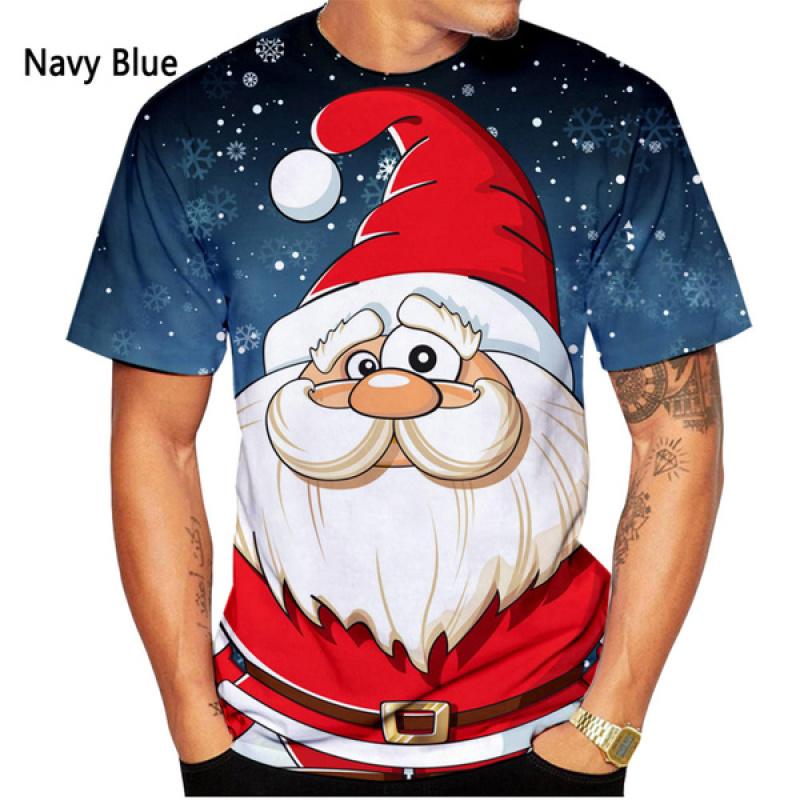 ETST 07 Kerst 3d bedrukte T-shirt herenmode heren en dames casual korte mouw Kerstman Kerstavond shirt top T-shirt 5XL