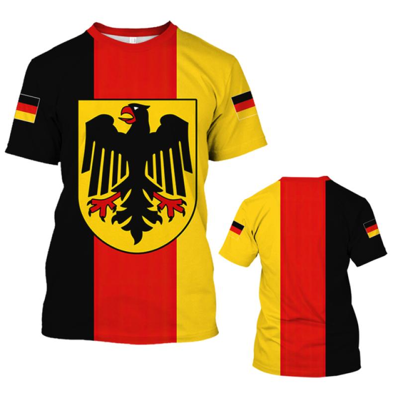 ETST WENDY Duitsland Nationale Vlag Patroon Heren T-shirt Zomer Ademend Materiaal Sneldrogend Tees Mode Ronde Hals Oversized Korte Mouw 4XL