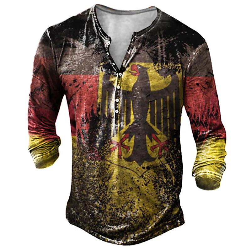 TIP723 Vintage Imitatie Katoen Hard Rock T-shirt 3d Biker Lange Mouw T-shirt Oversized Motorfiets Tops T-shirt Man Punk streetwear L