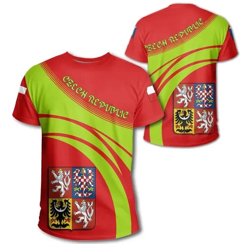 ETST 07 Vlag van Tsjechië 3D t-shirt Wapen van Tsjechië T-shirt Aangepaste vlag T-shirt Casual oversized korte mouw S