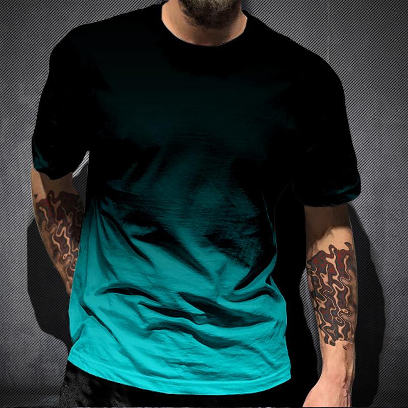 ForYourBeauty Zomergradiënt 3D-printen Tees Man Digitale print T-shirt met korte mouwen voor heren Plus maten 6XL