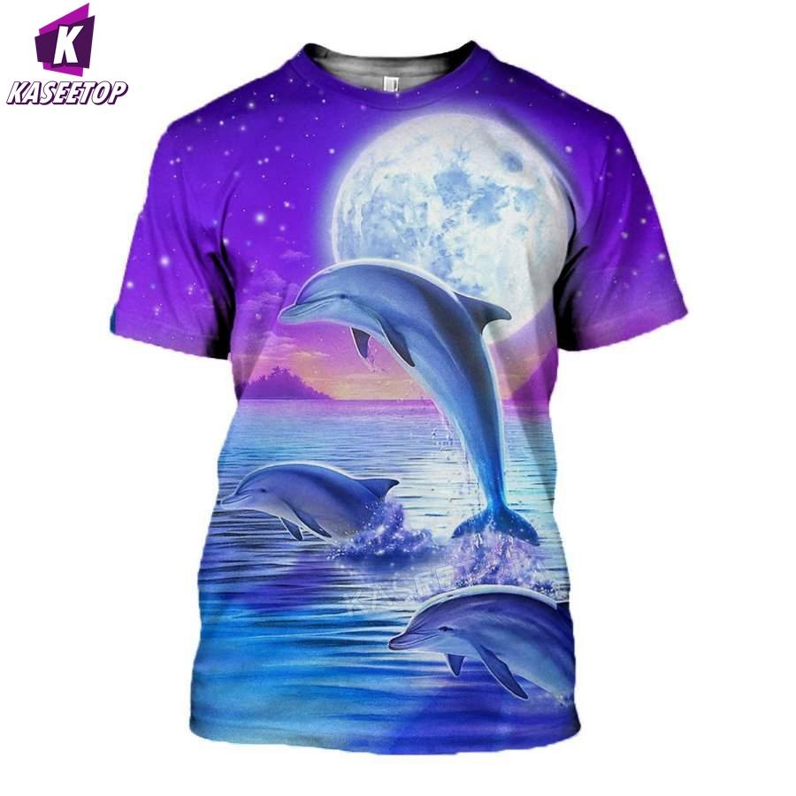 ETST 03 Mode Heren T-shirt Zomer Dier Dolfijn Korte Mouw 3D Gedrukt Top T-shirt Man Oversized Kleding Sport Trui tee Shirt L