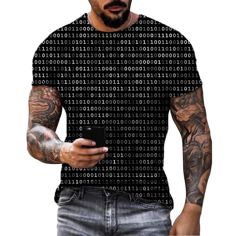 Kukebang Heren T-shirt Geometrische 3d Waterdruppel Afdrukken Nieuwe Zomer Mode Ronde Hals Losse Korte mouwen Casual heren T-shirt M