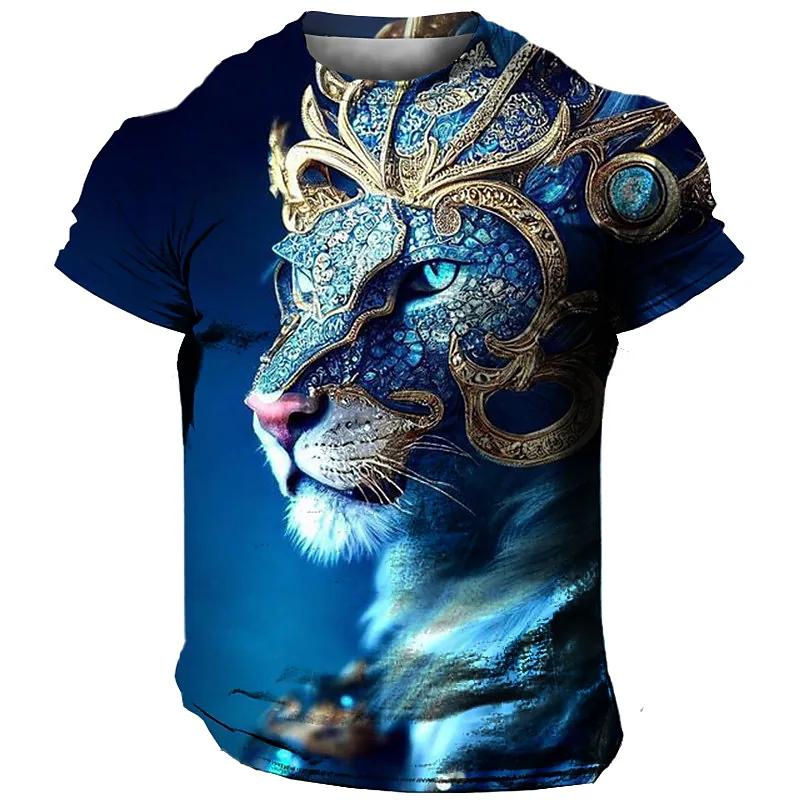 Xr 01 Dagelijks oversized heren T-shirt 3D leeuwenprint tees tops zomer casual dierpatroon streetwear nieuwe mode straat herenkleding 6XL