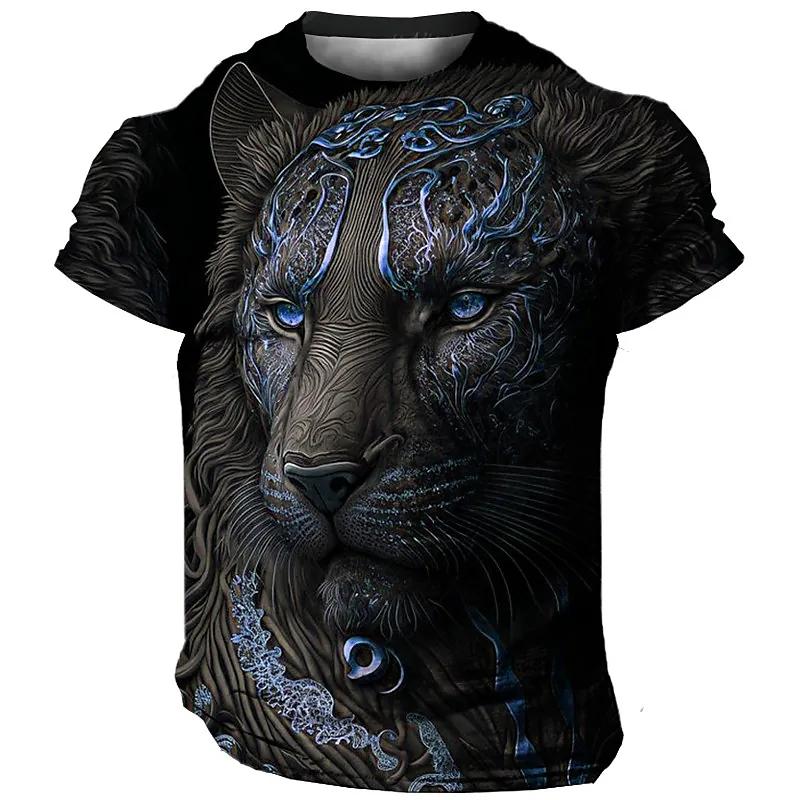 Xr 01 Dagelijks oversized heren T-shirt 3D leeuwenprint tees tops zomer casual dierpatroon streetwear nieuwe mode straat herenkleding 2XL