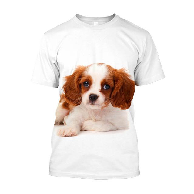 Baibao QIQI 3D Puppy Dog Bedrukt T-shirt Mannen Oversized Baggy Cavalier King Charles Spaniel Grafische T-shirts Streetwear Leuke Kleding XXXXL