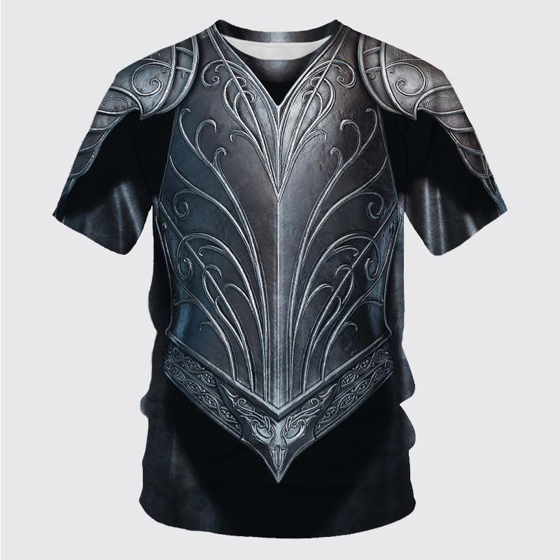 ETST 07 Middeleeuwse pantser T-shirts Knight Armor 3D gedrukte streetwear mode oversized T-shirt cosplay kinderen tees tops kleding mannen vrouwen M