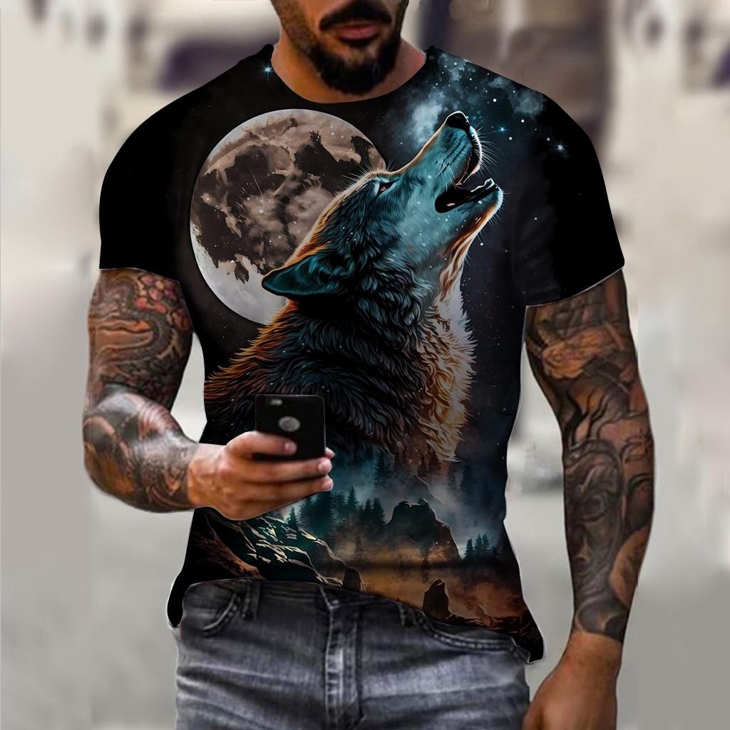 ETST 07 Vintage T-shirts Voor Mannen 3d Print Maanlicht Wolf Tops Korte Mouw Oversized Tee Hip Hop O-hals T-shirts Mannen Kleding camiseta 2XL