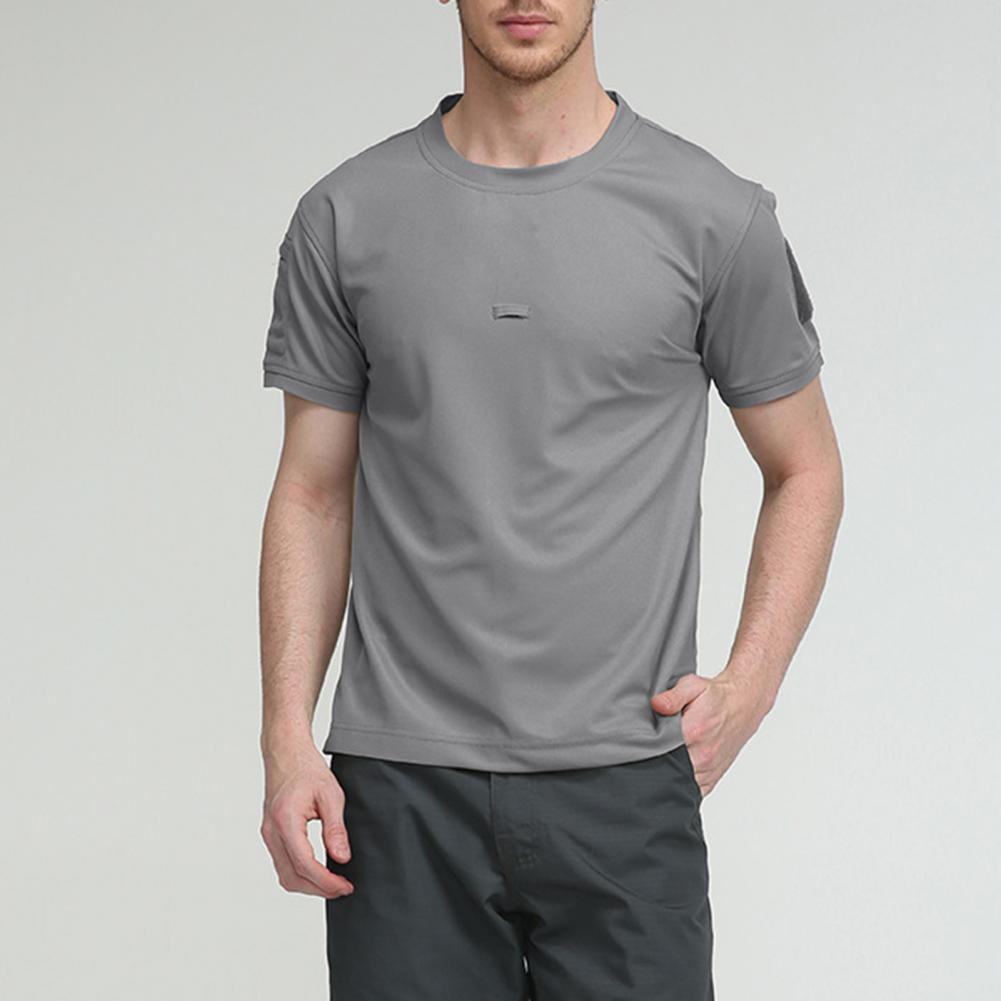 QGOOD Tactische T-shirts Heren Sport Outdoor Militaire Tee Sneldrogend shirt met korte mouwen Wandelen Jacht Army Combat Herenkleding Ademend S grijs