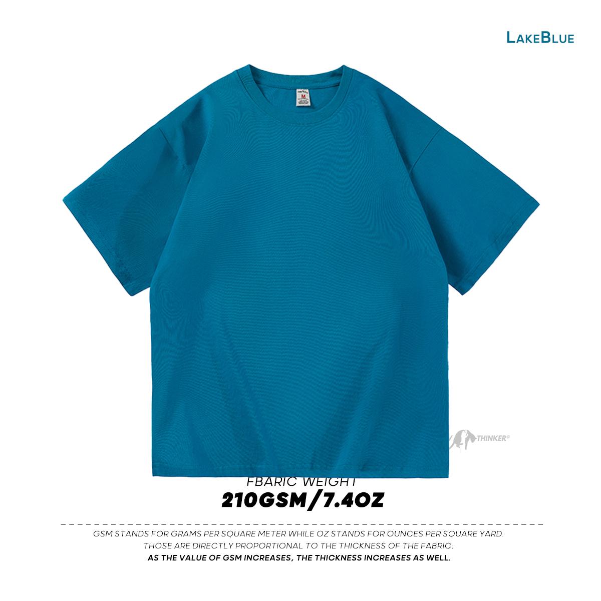 FEGKZLI Fashion 210GSM 100% katoenen T-shirts voor heren Oversized Basic T-shirt Drop-Shoulder T-shirt Streetwear Tops Tee M meer blauwe kleur