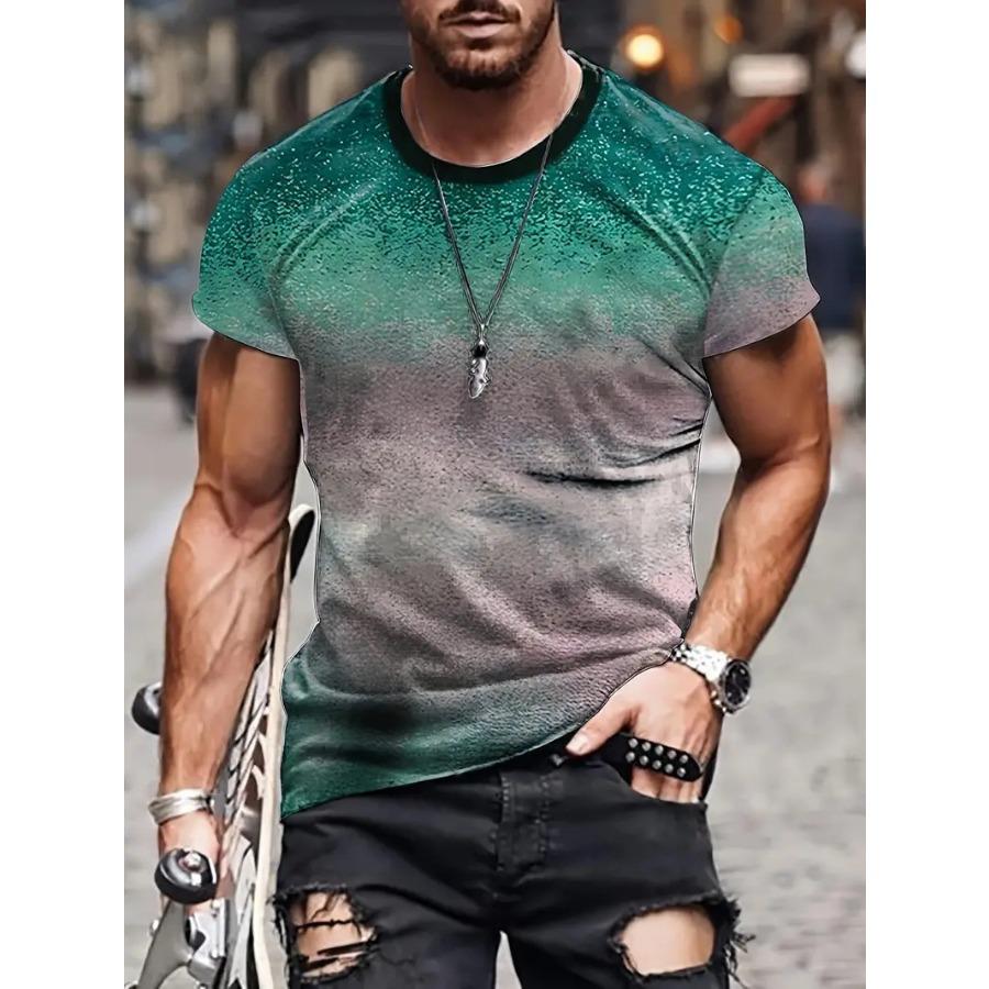 HerSight Plus Size Heren T-shirt 3D Geprinte T-shirts Mannen Eenvoudige Gradiënt Mode Trend Korte Mouw T-shirts Casual Zomerkleding 2XL