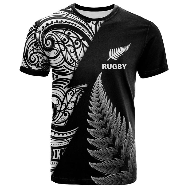ETST 007 T-shirt 3D Nieuw-Zeelandse Maori Rugbybal Afdrukken Sport Fitness Snel Drogende T-shirts Voor Heren Kindermode Hawaiiaanse Gymkleding Top L