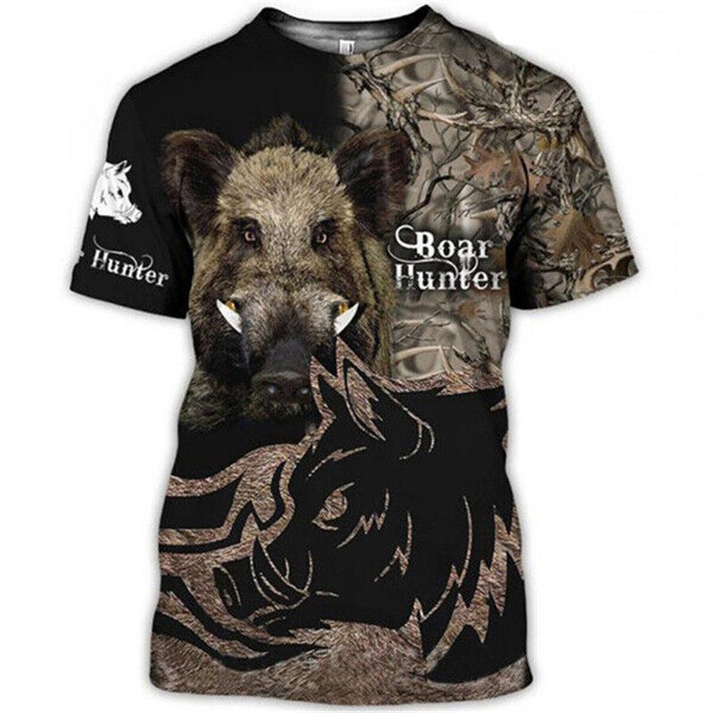 ETST 07 Camo Hunting Animals Wild Boar Dames Heren T-shirt 3D Print Korte Mouw Tee Tops Casual O Hals Streetwear T-shirts Hombre Ropa 6XL