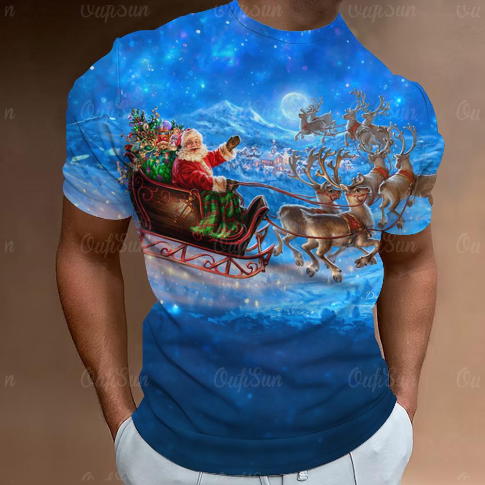 ETST WENDY 005 Christmas T-Shirt Santa Claus Print Short Sleeve Men T-Shirt Festival Clothing Casual Tops Loose Oversized T Shirts For Men Tees L