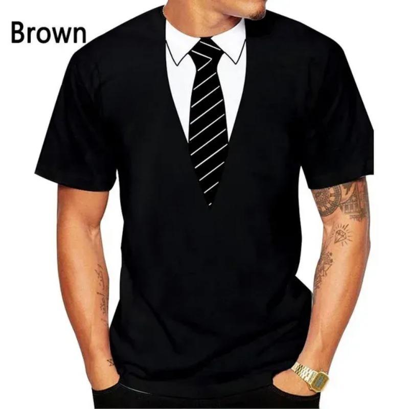 ETST WENDY 005 Zomer Mode Strikje 3d Bedrukte T-shirt Mannen En Vrouwen Casual Korte Mouw Nep Pak Tuxedo Cool streetwear Shirt 3XL