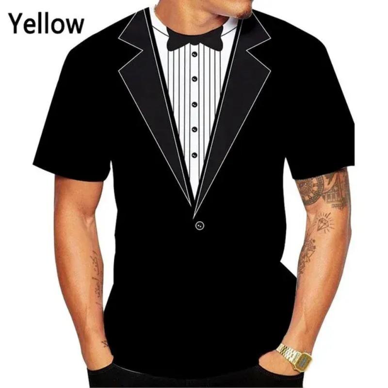 ETST WENDY 005 Zomer Mode Strikje 3d Bedrukte T-shirt Mannen En Vrouwen Casual Korte Mouw Nep Pak Tuxedo Cool streetwear Shirt 5XL