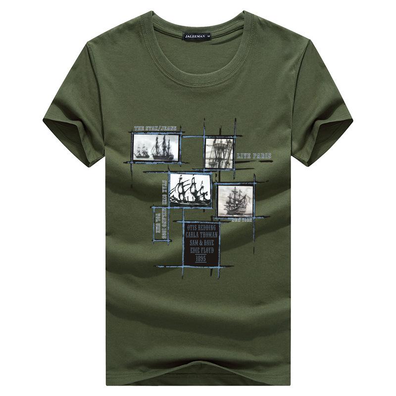 QICED TOP Clothing QICED Zomer T-shirt met korte mouwen Heren O-hals Trend Ondershirt XXXXXL legergroene kleur