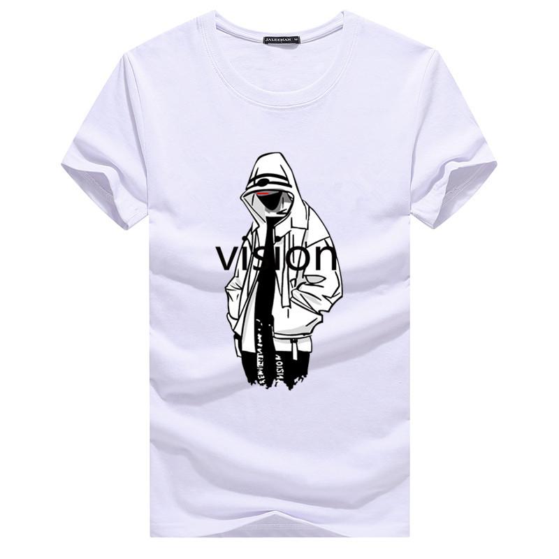 QICED TOP Clothing QICED Zomer T-shirt met korte mouwen Heren O-hals Trend Ondershirt L wit