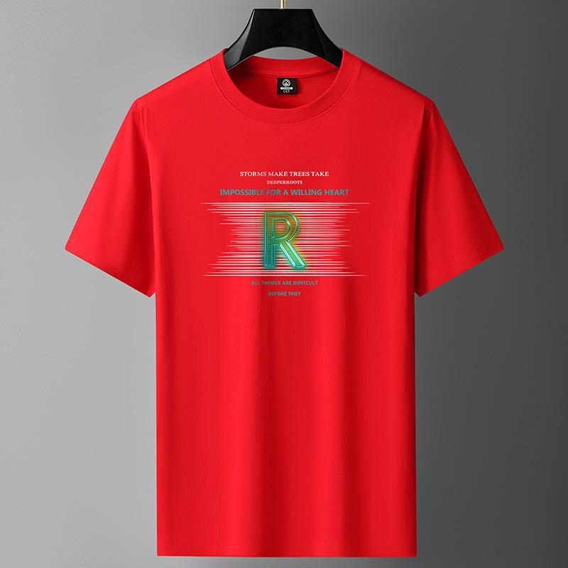 QICED TOP Clothing QICED Zomer T-shirt met korte mouwen Heren O-hals Trend Ondershirt XXXXXXL rood