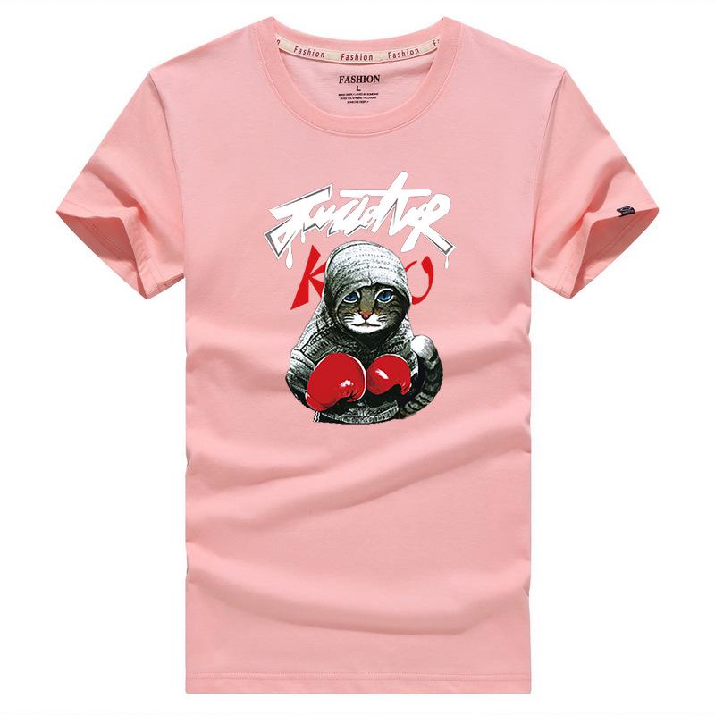 QICED TOP Clothing QICED Zomer T-shirt met korte mouwen Heren O-hals Trend Ondershirt XXXXXL roze