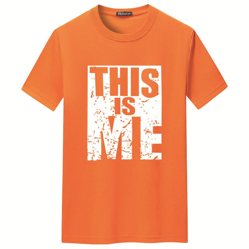 QICED TOP Clothing QICED Zomer T-shirt met korte mouwen Heren O-hals Trend Ondershirt XXXXXL wit/oranje