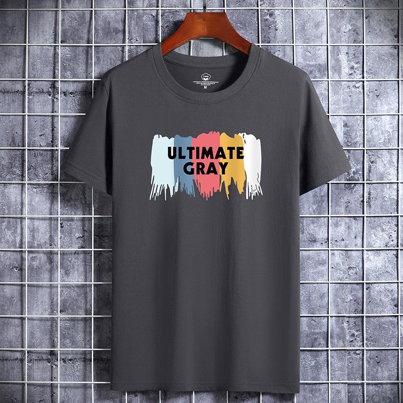QICED TOP Clothing QICED Zomer T-shirt met korte mouwen Heren O-hals Trend Ondershirt XXXXXXL donkergrijze kleur