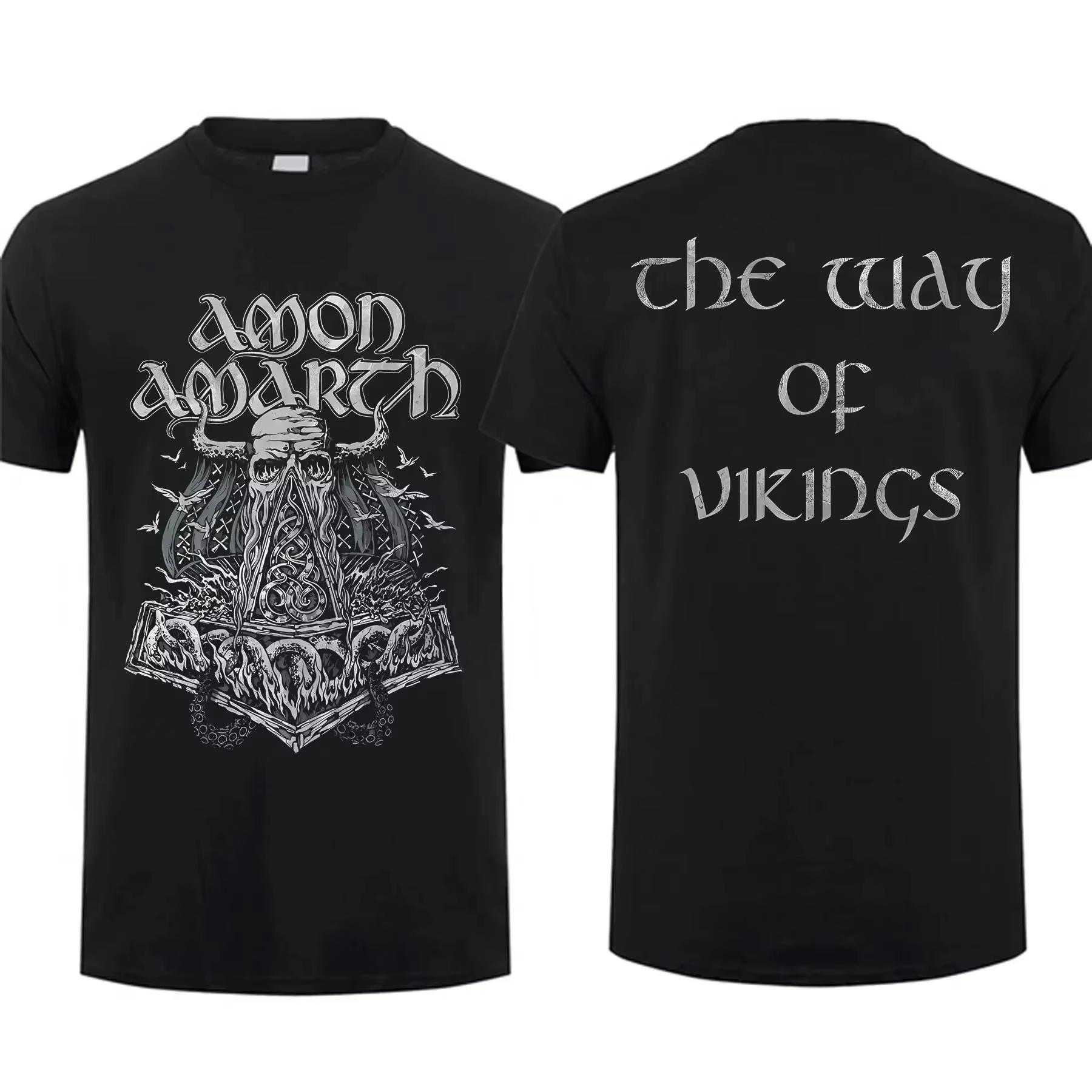 The best product for you 2025 Fashion Tee Men T Shirt Double-sided Amon Shieldwall Black By Amarth Oversized T-shirt Graphic Youth Cloth Streetwear XXL