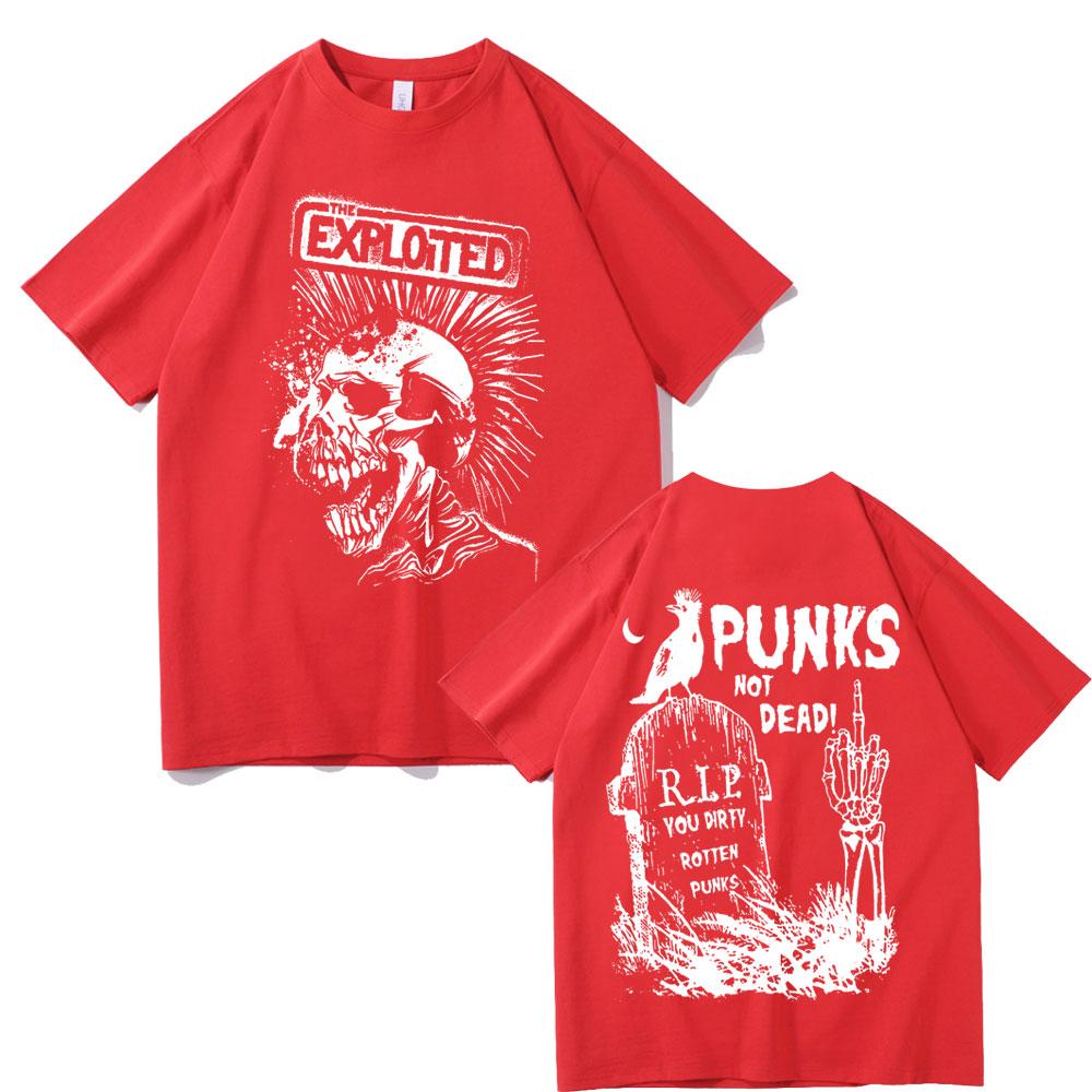ZheXiong TEE Hot Sale Rock Band The Exploited Graphic T-Shirt Punks Not Dead Print T-shirts Men Women Hip Hop Gothic Punk Oversized T Shirts L