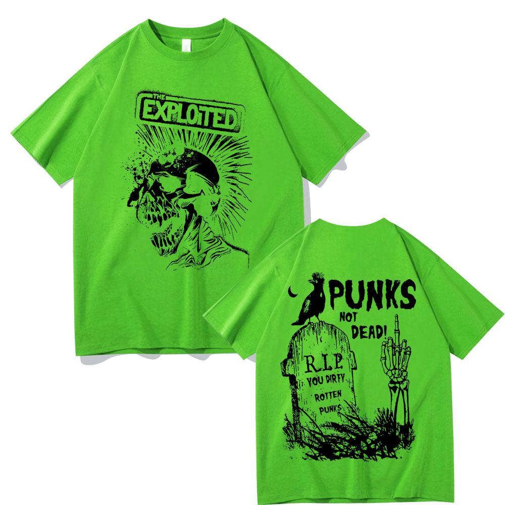 ZheXiong TEE Hot Sale Rock Band The Exploited Graphic T-Shirt Punks Not Dead Print T-shirts Men Women Hip Hop Gothic Punk Oversized T Shirts 4XL