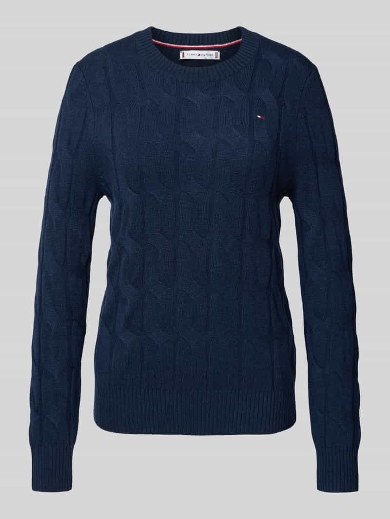 Tommy Hilfiger Gebreide trui SOFT WOOL CABLE C-NK met kabelpatroon, van zuivere wol