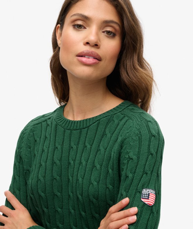 Superdry Slouchy Kabeltrui Green