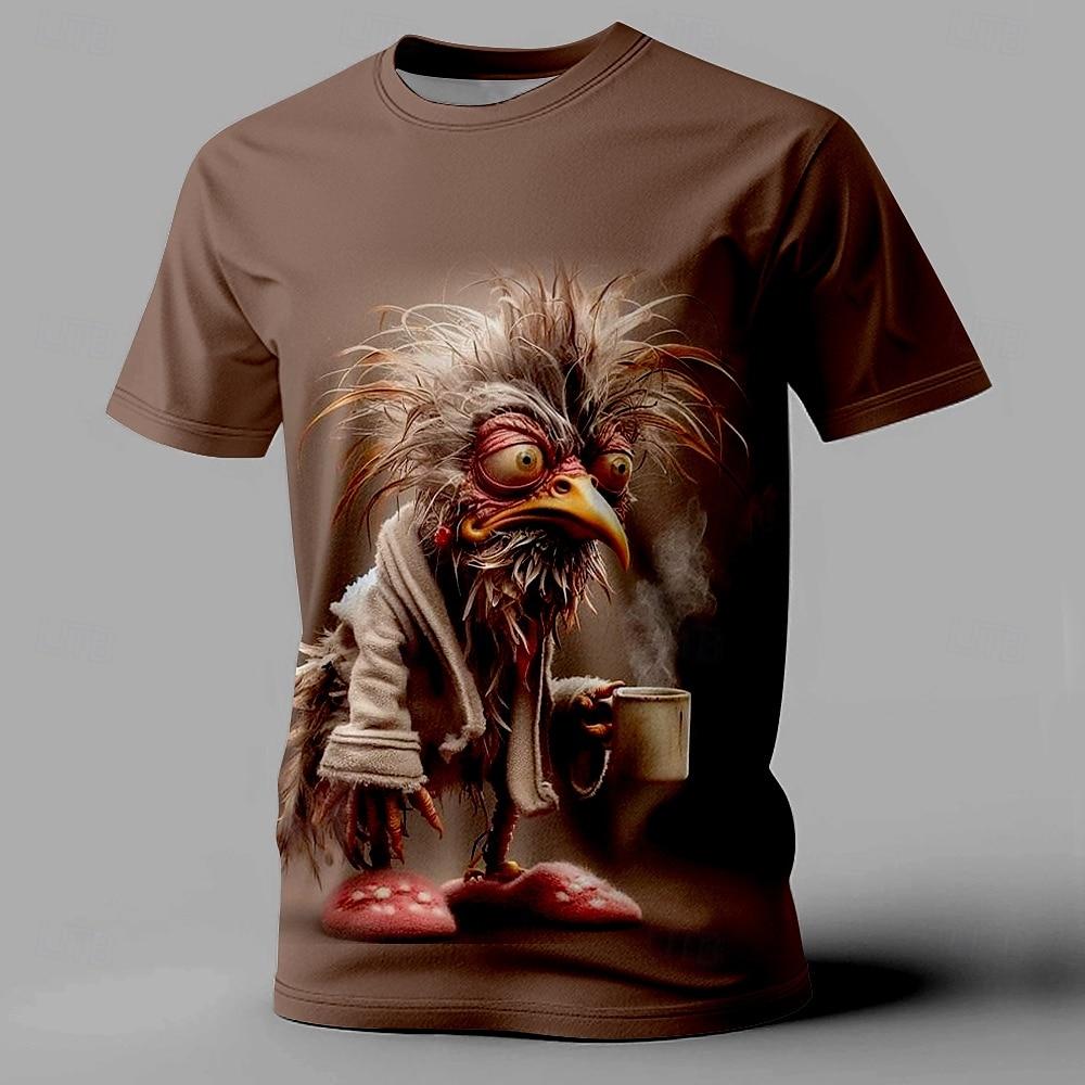 Chaokebang Grappige heren T-shirt Animal Chicken 3D Print Korte mouwen T-shirts Oversized T-shirts voor herenkleding Zomer Street Casual T-shirt 4XL