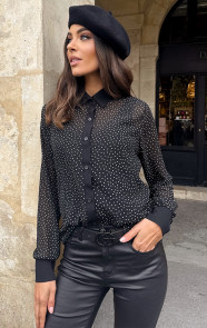 Jurkjes See-through Polkadot Blouse Zwart
